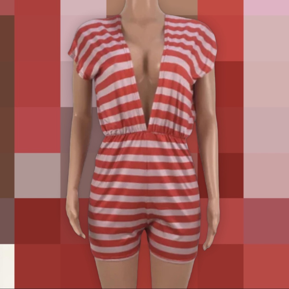 Striped V-Neck Romper